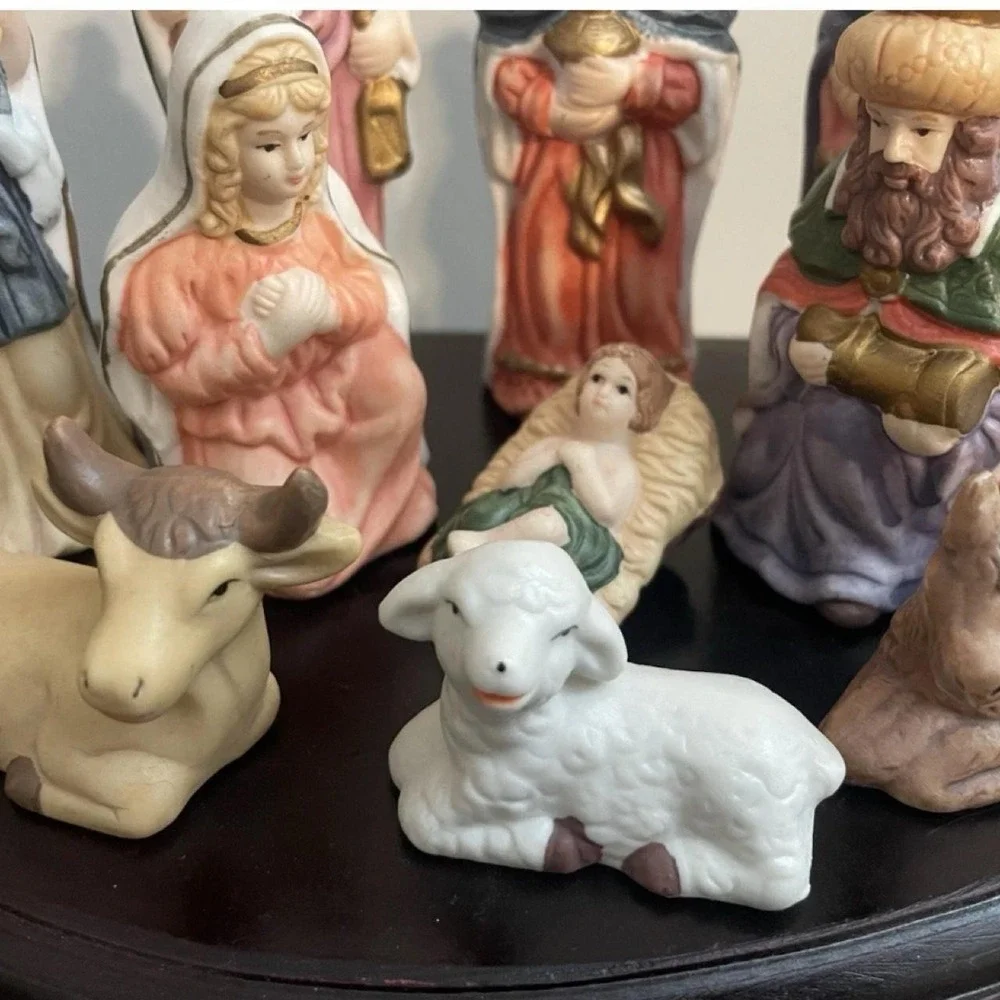 International Bazaar Porcelain Nativity Set with Wood Base